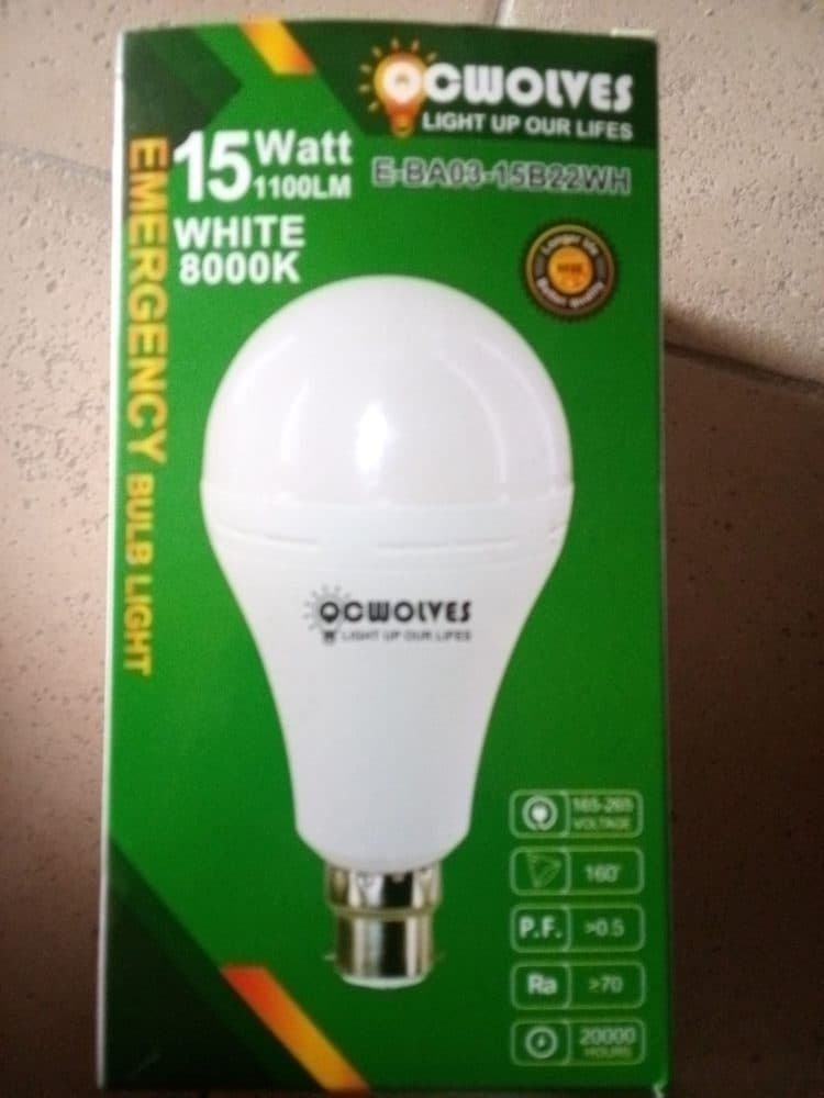 OCWolves 15W Emergency LED Bulb White 8000K