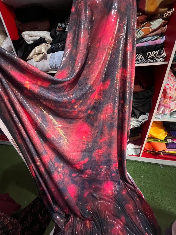 Galaxy Print Sequin Lycra Fabric